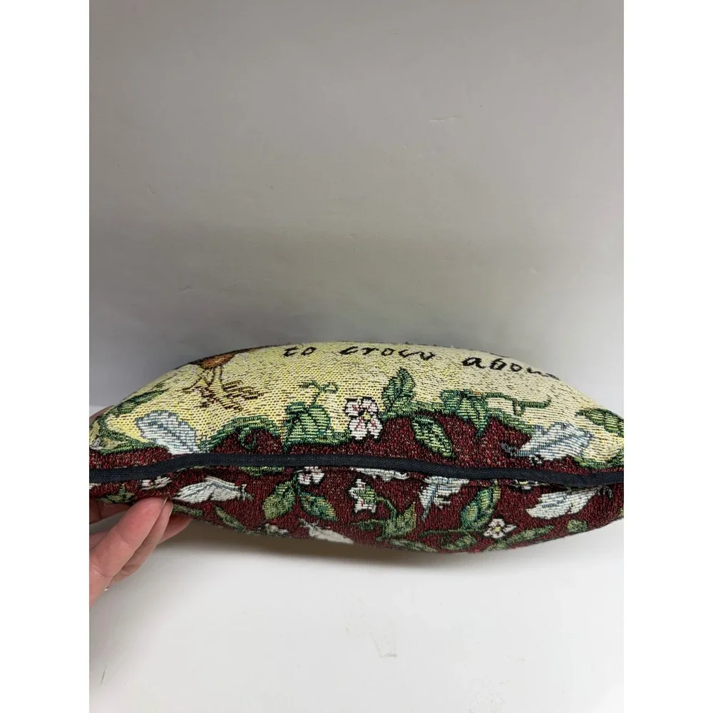 Vintage Woven Tapestry Rooster Accent Pillow Farmhouse Decor Crow About 11.5x7.5